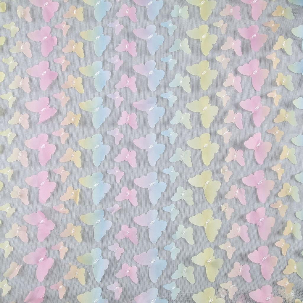 Color Three-Dimensional Gradual Change Butterfly Laser Embroidery Lace Fabric Women'S Dress Skirt Children'S Colorful Clothing Fabric