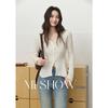 MiXiu Lace Trim Waist-Cinching Knit Cardigan