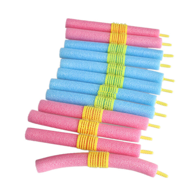 12Pcs Soft Twist Soft Foam Bendy Hair Rollers Curlers Cling Strip