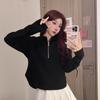 Autumn New Korean Version Simple Solid Color Design Sense Niche Women'S Zipper Pullover Hoodie Women'S Short Style Top