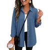 Women's Fashion Loose Fit Button Down Cardigan, Long Sleeve Shirt Top for Everyday Wear