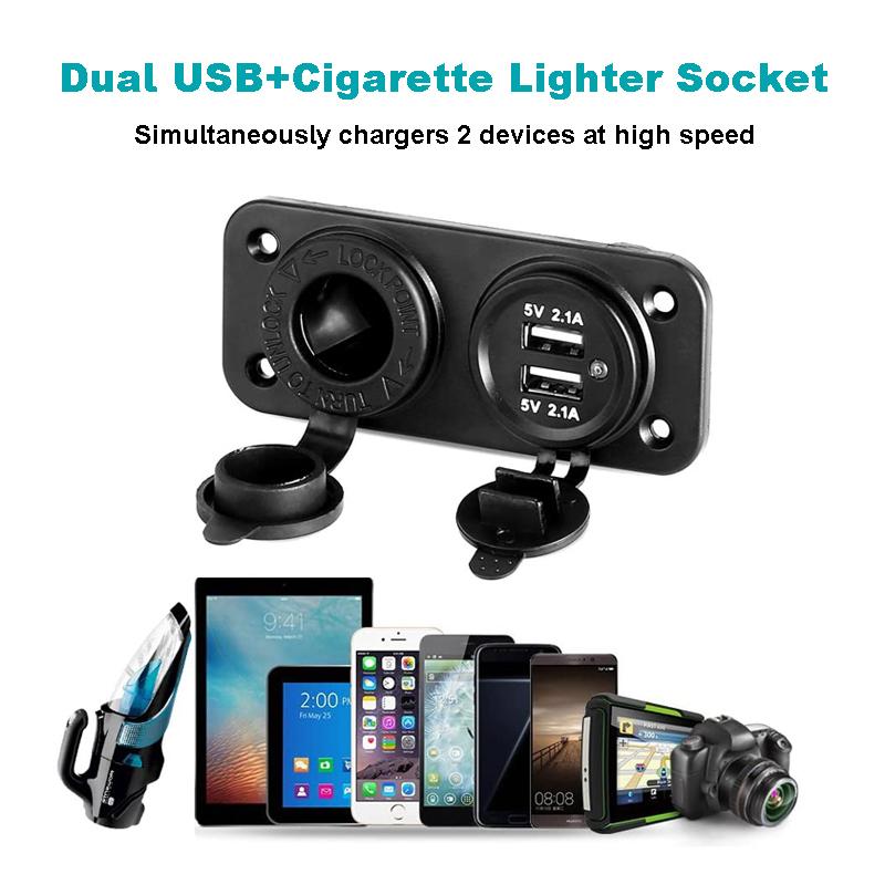 12V Dual USB Car Cigarette Lighter Socket Splitter 12V Charger Power Adapter Outlet Accessories New Arrive