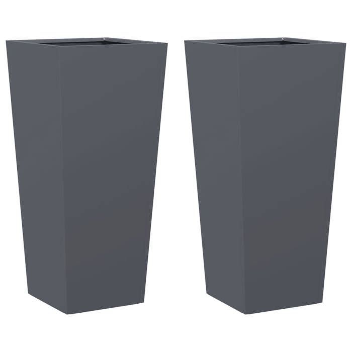 VidaXL Planters 2 Pcs Anthracite 35x35x75 Cm Steel, Outdoor Planter, Flower Box, Garden Box, Planter 851085