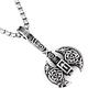 Nordic Viking Rune Double-sided Ax Necklace for Men and Women