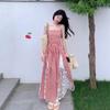 French Summer Plaid Retro Tube Top Dress Temperament New Waist Splicing Skirt Slim Long Skirt