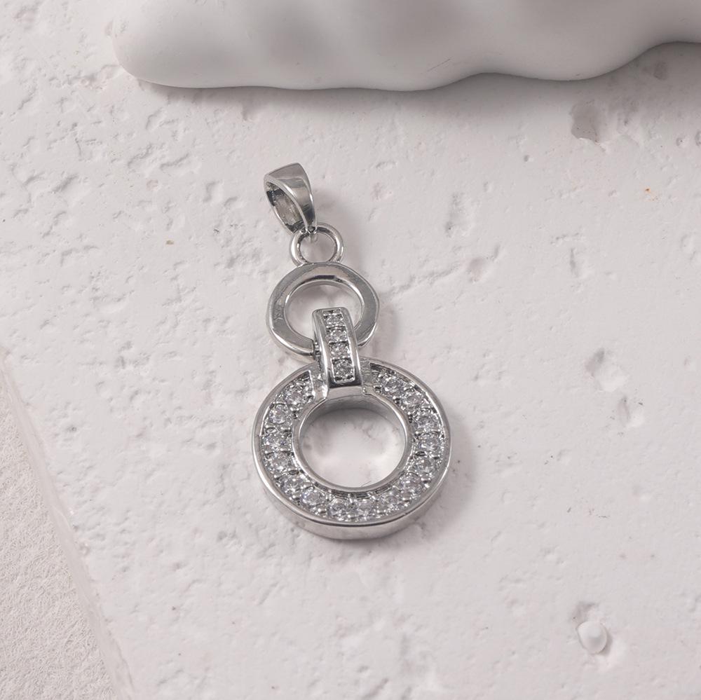 Elegant Double Ring Pendant Necklace with Diamond Accents in Gold & Silver