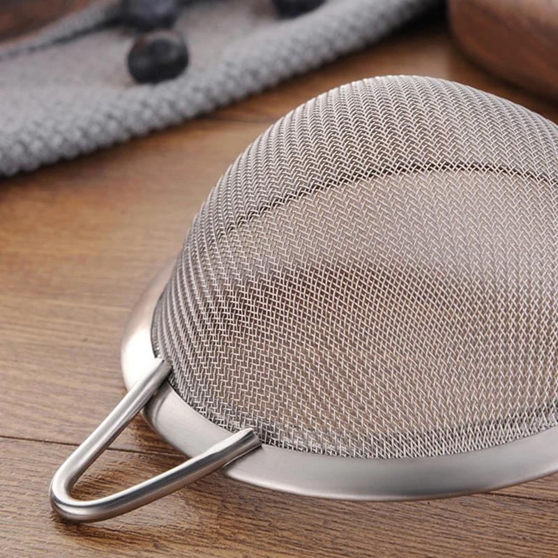 304 Stainless Steel Strainer Colander Ultra-Fine Bean Berry Juice Flour Filter Sieve Frying Oil Filter Spoon Kitchen Utensils