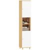 Bathroom Cabinet With 2 Cupboards And Open Shelves Adjustable Internal Shelves 30x30x166 Cm White And Wood