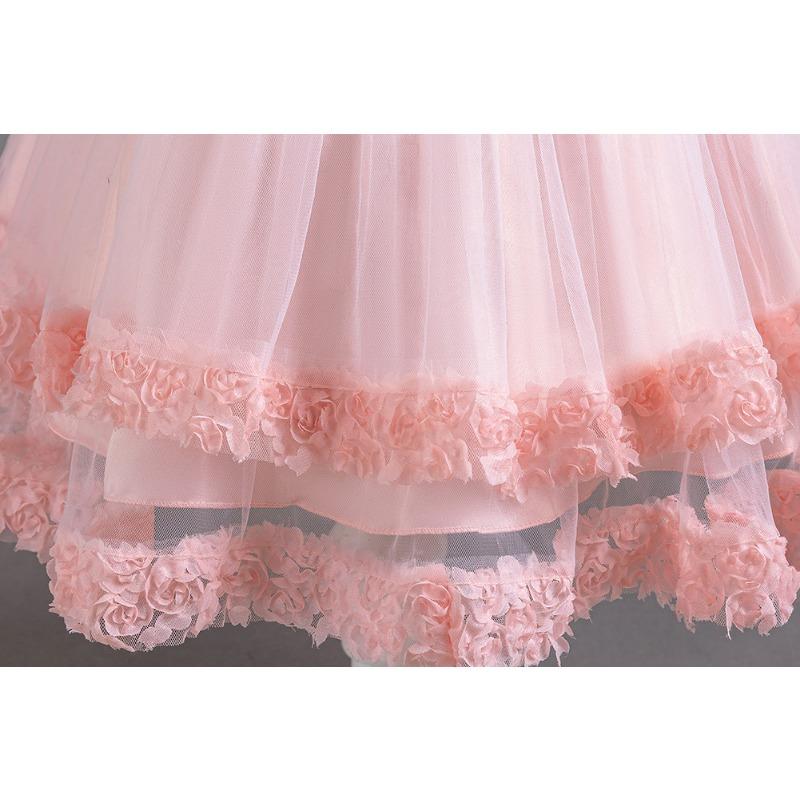 Girls Short Sleeve Tulle Sequin Princess Dress For Birthday Party