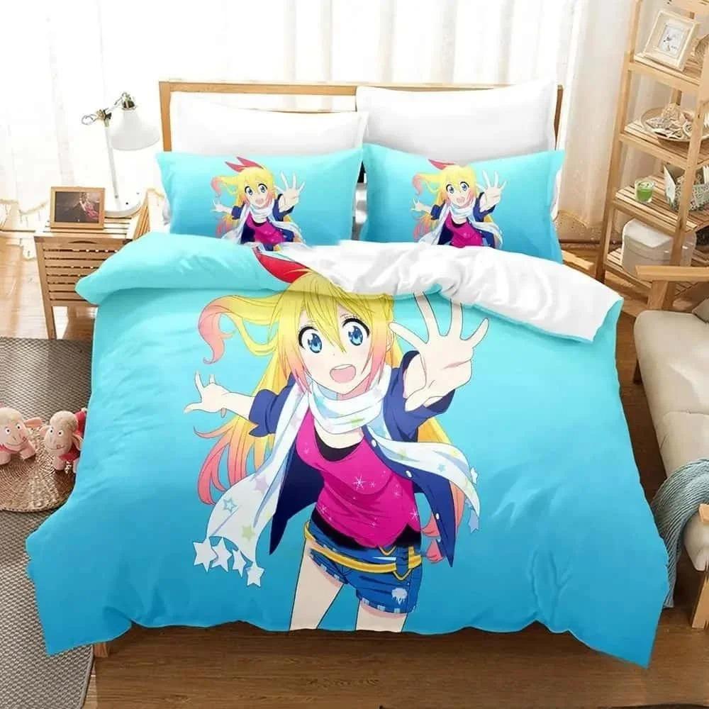 3D Print Anime Nisekoi False Love Bedding Set Boys Girls Twin Queen King Size Duvet Cover Pillowcase Bed Boys Adult Home Textile