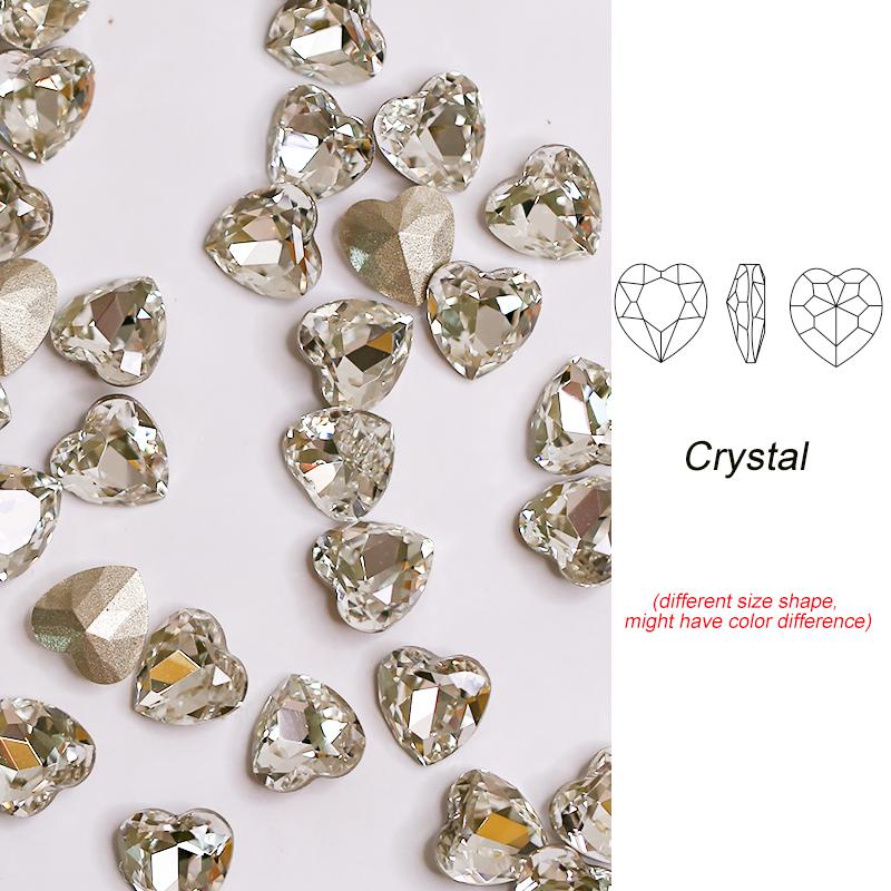 Paso Sico Heart Shaped Point Back Rhinestones Pink MO Loose Crystal Beads Garment Shoes Diy Nail Art Accessories