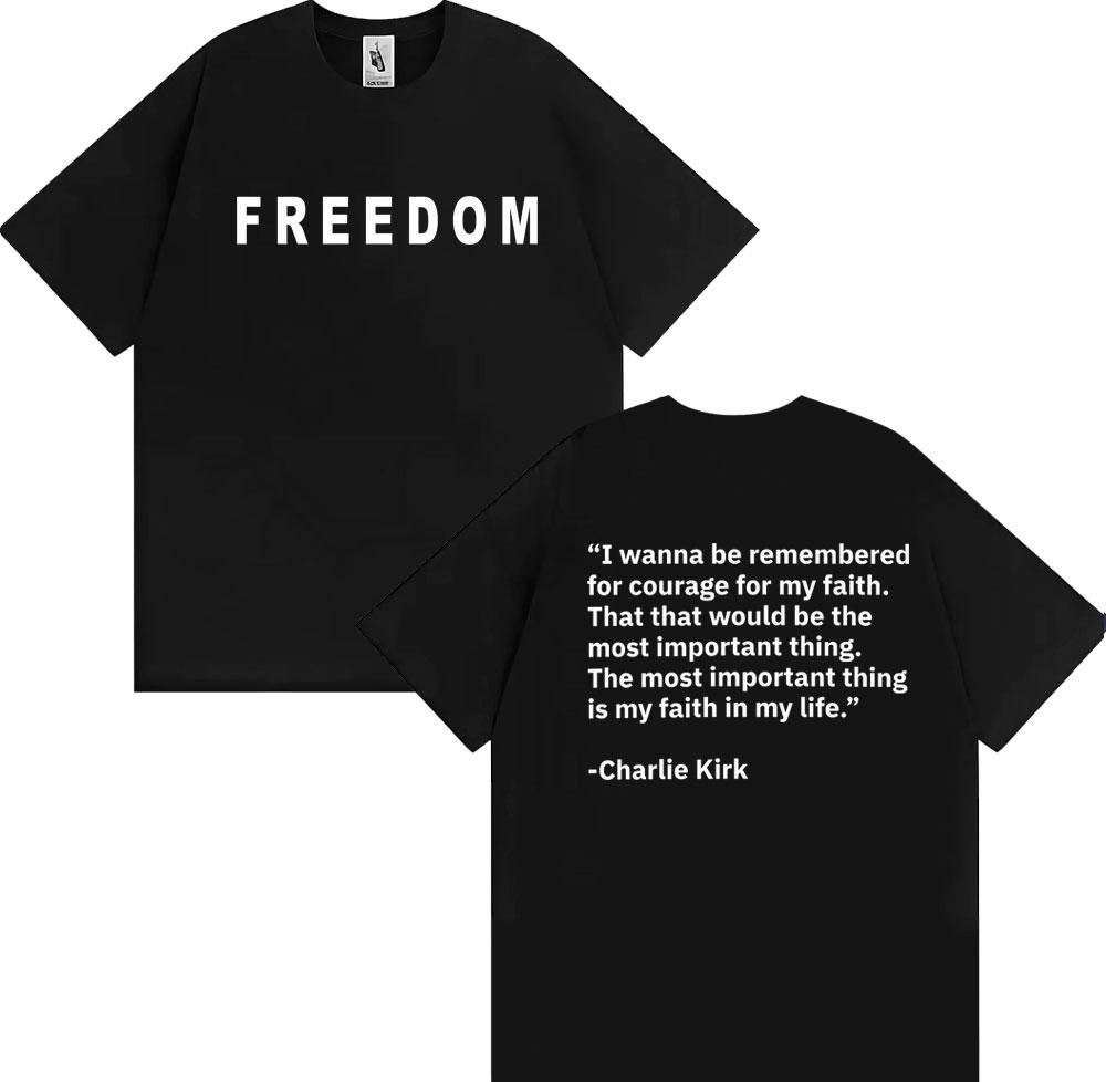 Prayers Up for Charlie Kirk Freedom T Shirt Unisexs Clothing Harajuku Y2k High Street Tshirts Unisex Casual Comfort Oversized Tshirt