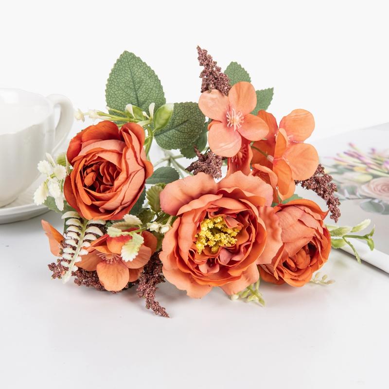 

5/10pcs Silk Peony Hydrangea Artificial Flowers Wedding Party Vase Home Room Decor Accessories Festival Decorative Garland Gifts 5pcs оранжевый