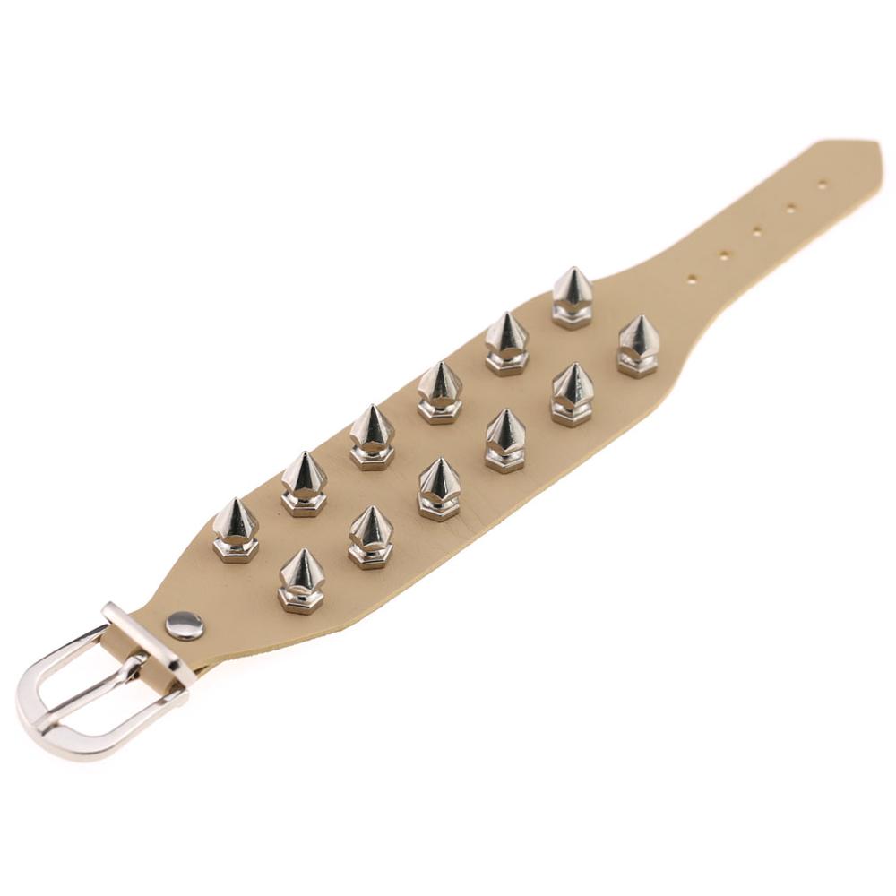 Unique Cuspidal Spikes Rivet Stud Wide Cuff Leather Punk Gothic Rock Unisex Bangle Bracelet Woman Men Jewelry