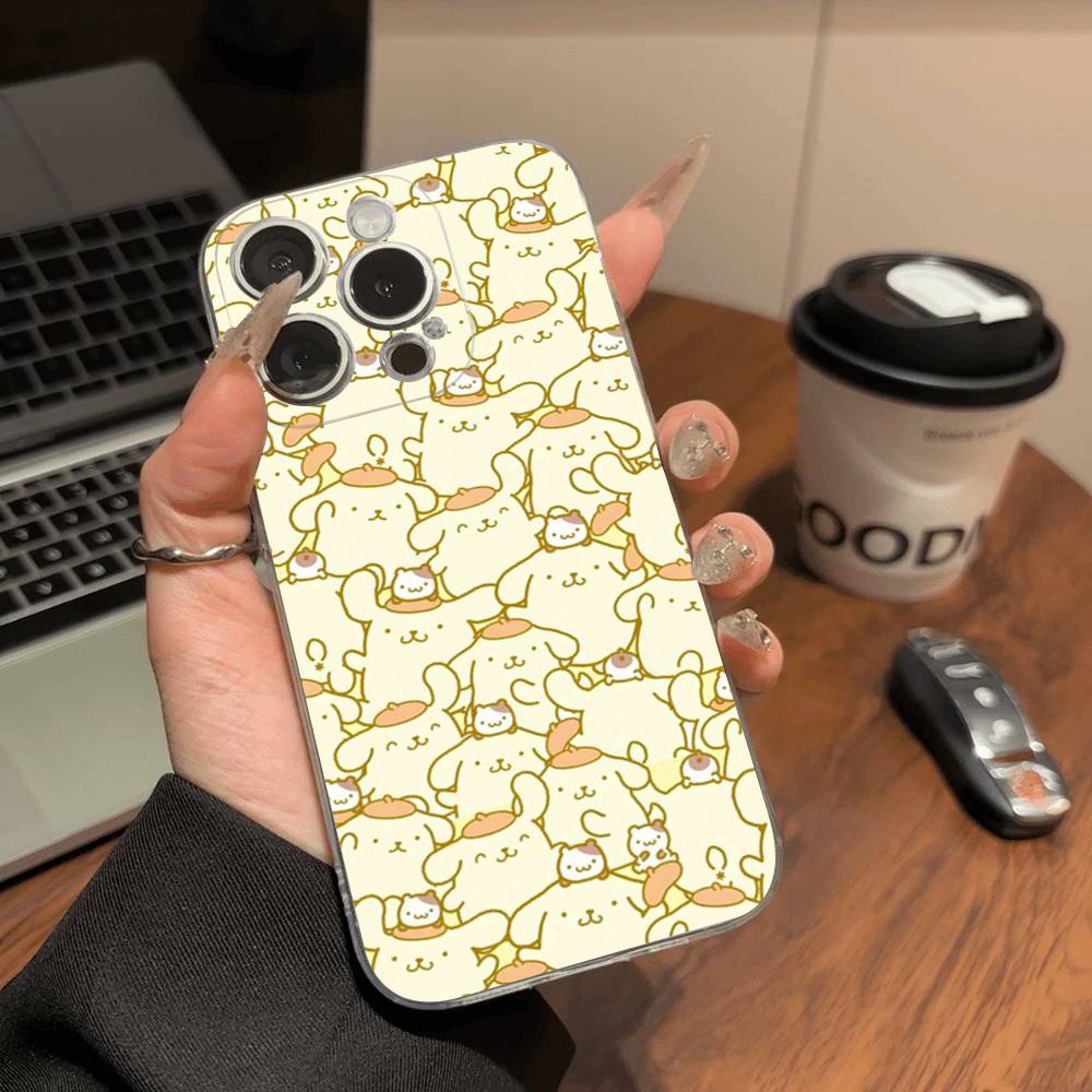 Cartoon P-Pompompurins Schattige Transparante Telefoonhoesje Voor IPhone 16 15 14 13 12 11 Pro Max Plus Zacht Hoesje