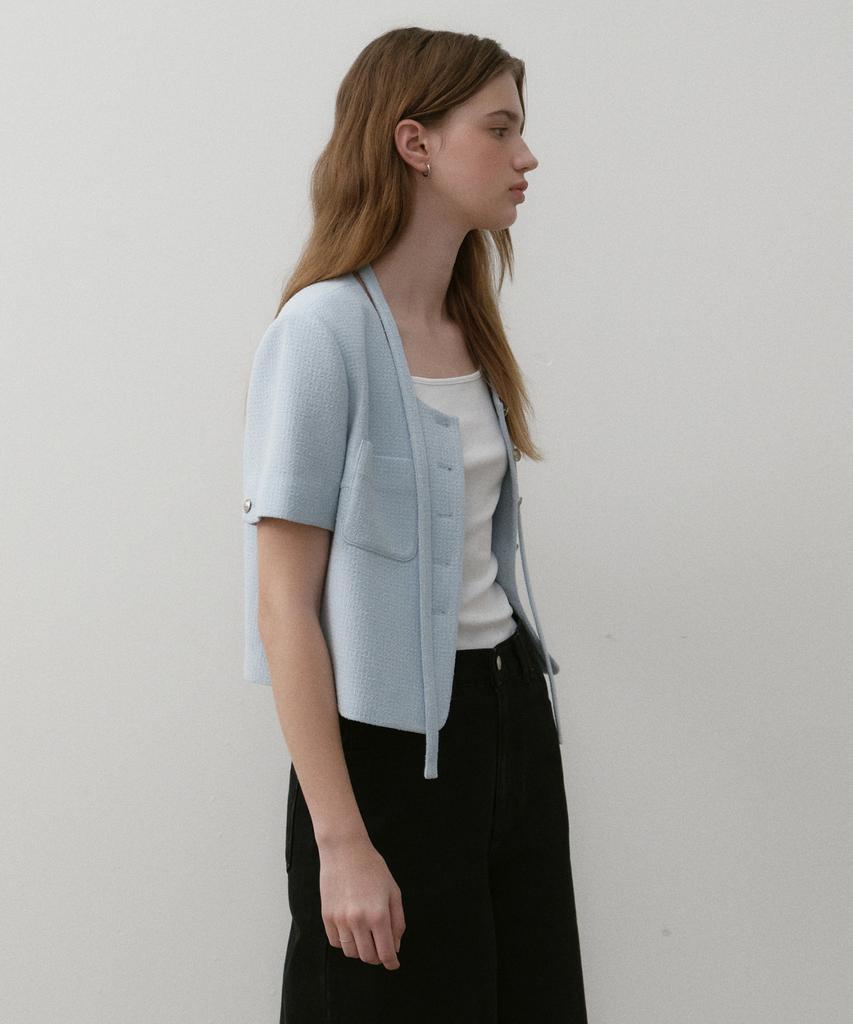 Ostkaka Tweed Single Crop Jacket Sky Blue