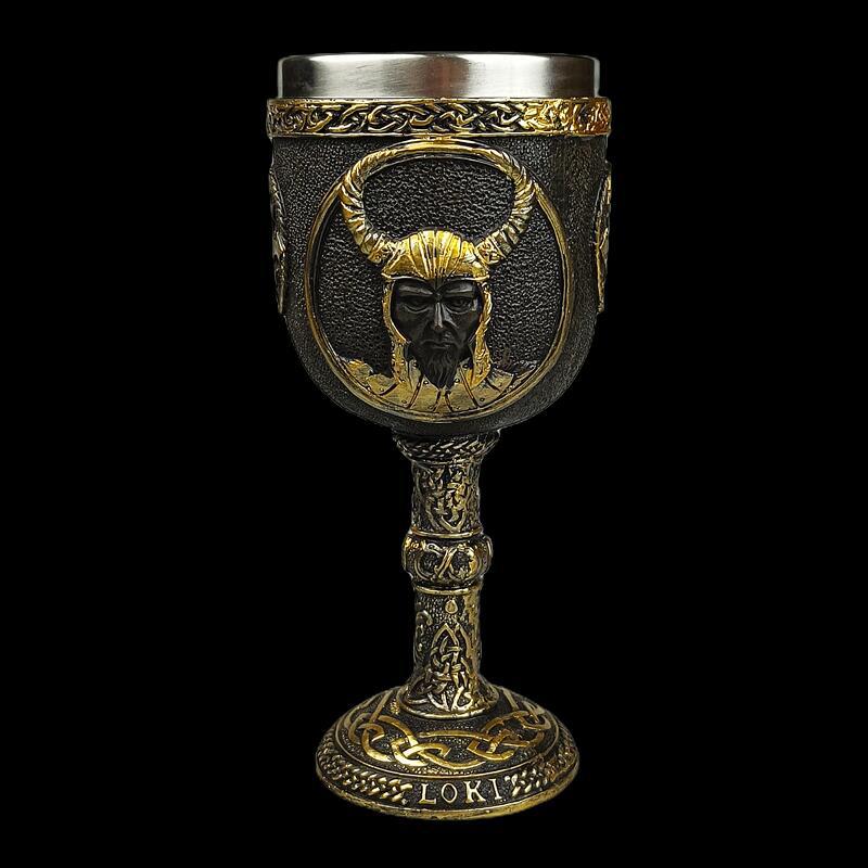 1pc Medieval Retro Norse Mythology Viking Goddess Stainless Steel Resin High Footed Cup Viking Pirate Bar Beer Cup
