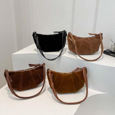 Creative Crossbody Bag Croissant Shoulder Bag Small Pack Brown Matte PU Dumplings Bag Solid Color Korean Style Gift