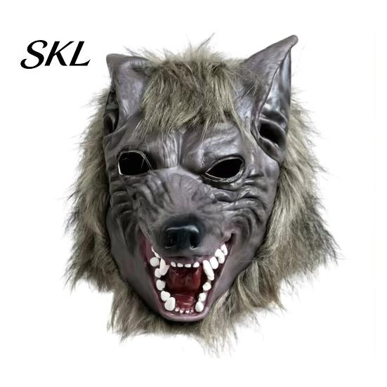 Detaillierte Halloween-Requisite Werwolf Vollkopfmaske, Latex Wolf Cosplay Kopfbedeckung mit Langlebiger Party-Maske Realistisches Fell, Spukhaus-Requisite, Verstellbar