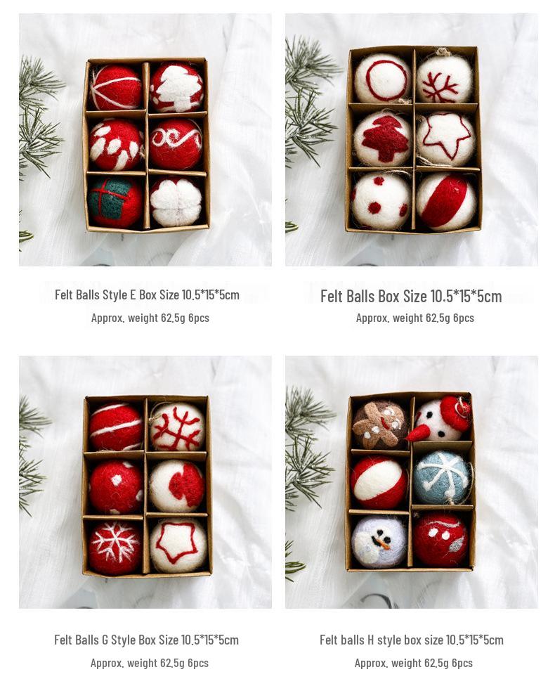 Christmas Ornament Set: Flocked & Painted Hanging Balls In Gift Box for Tree Decoration