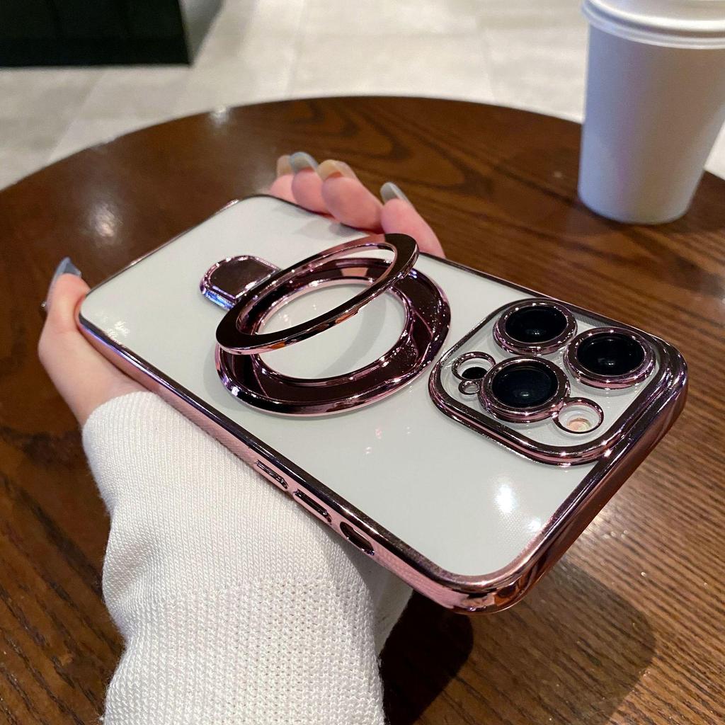 Husă Electroplacat cu Inel Magnetic pentru iPhone 16 SE, 15 Pro Max, 14 și 13
