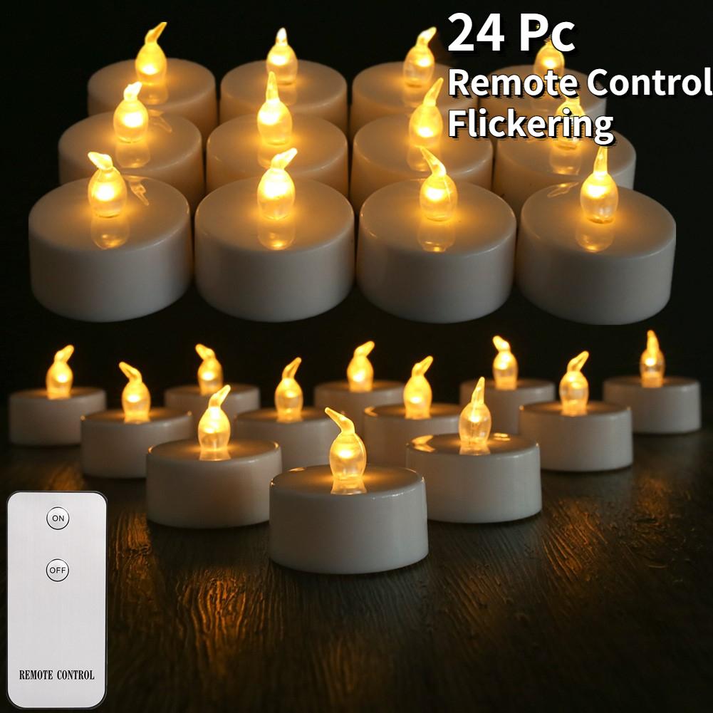 Candles 12/24 Pack Warm Yellow Flameless LED Tea Lights Battery Operated 200+Hours For Aniversary Wedding Home Table Decoration