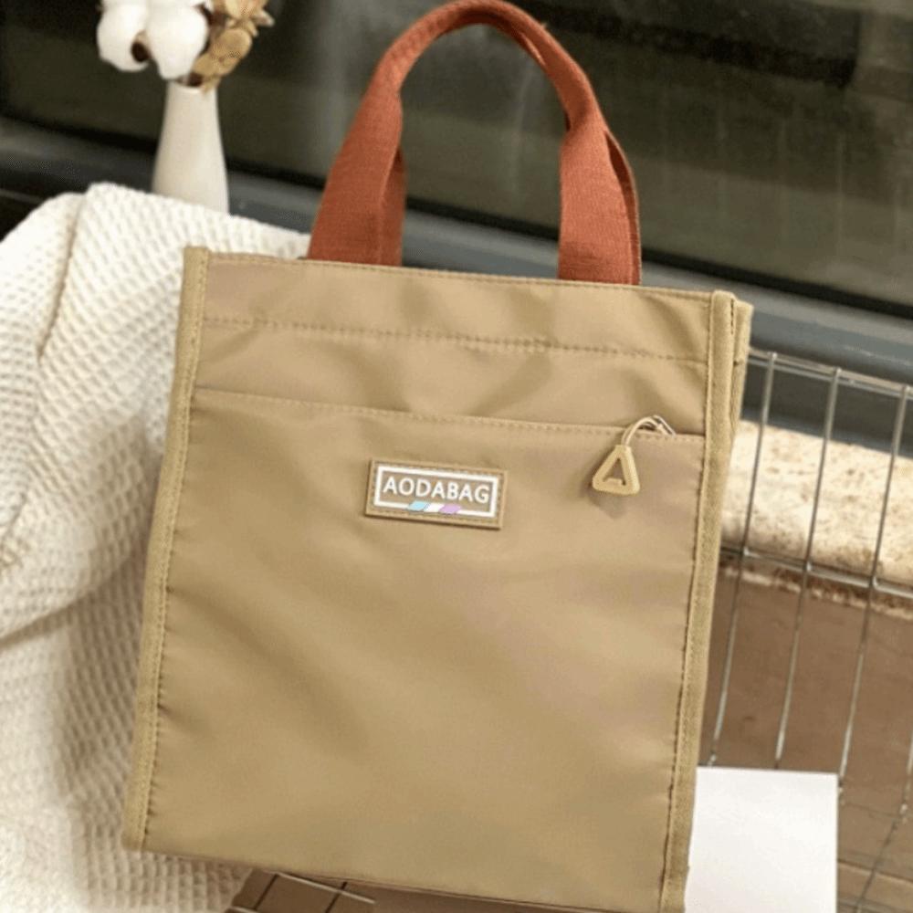 Nylon Cooler Lunch Bag Waterproof Student Book Bag Simple Camping Handbag  Outdoor