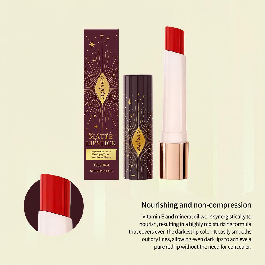 Zephoco True Red Starry Matte Lipstick – Effortless Application for Everyday Wear
