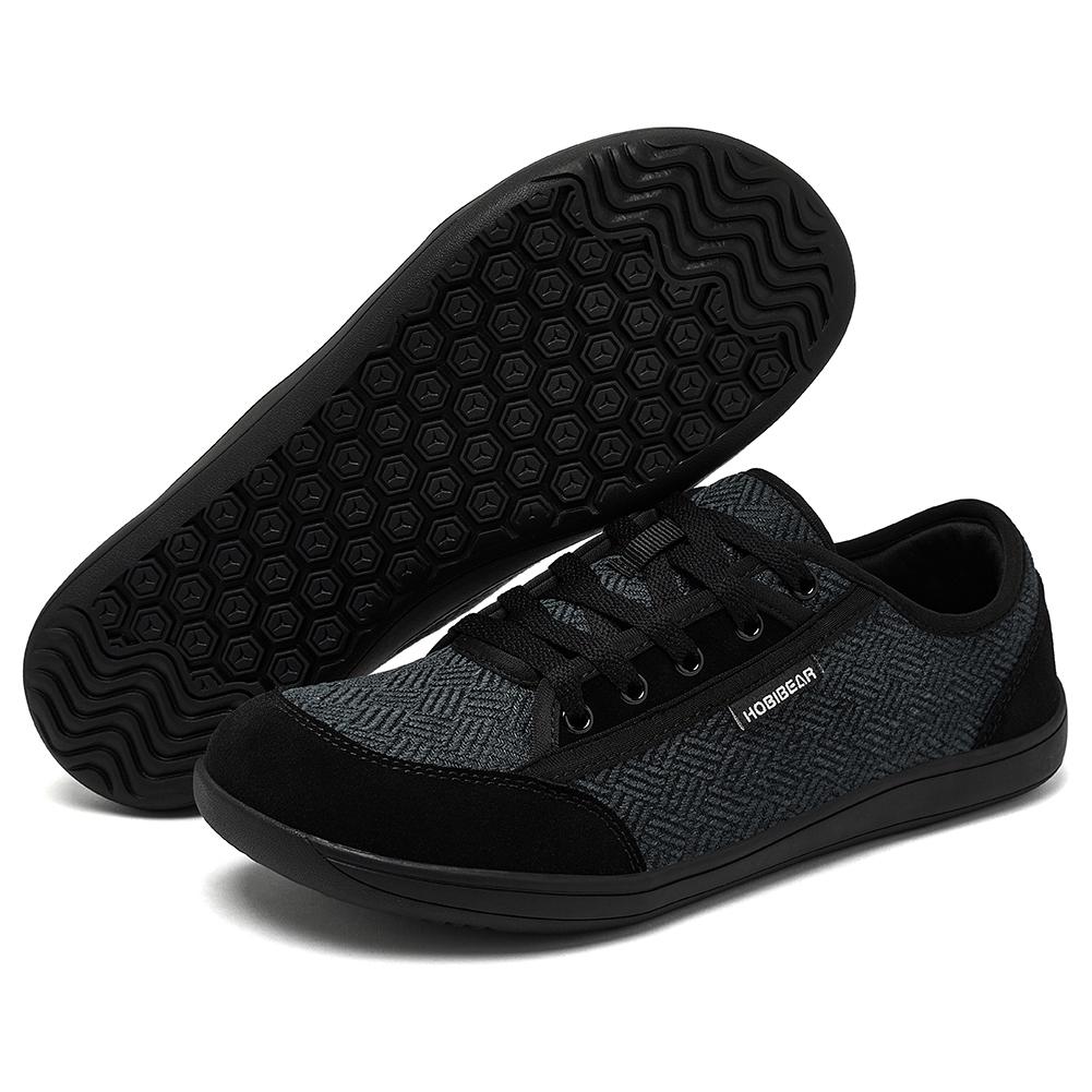 Barfußschuhe Herren Damen Breite Zehenbox | Minimalistische Rindsleder Schnürer Mode Sneaker