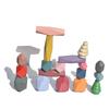 Wooden stacked music color Morandi small tree simulation stone hand-eye coordination stacked stone building block interactive toy