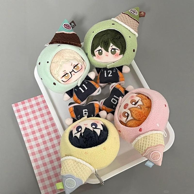Nuovo Set Bambole Peluche Haikyuu Karasuno 4 Personaggi Hinata Kageyama Tsukishima Yamaguchi 10cm Bambola di Cotone Carina Collezione Fan Squadra Pallavolo Regalo