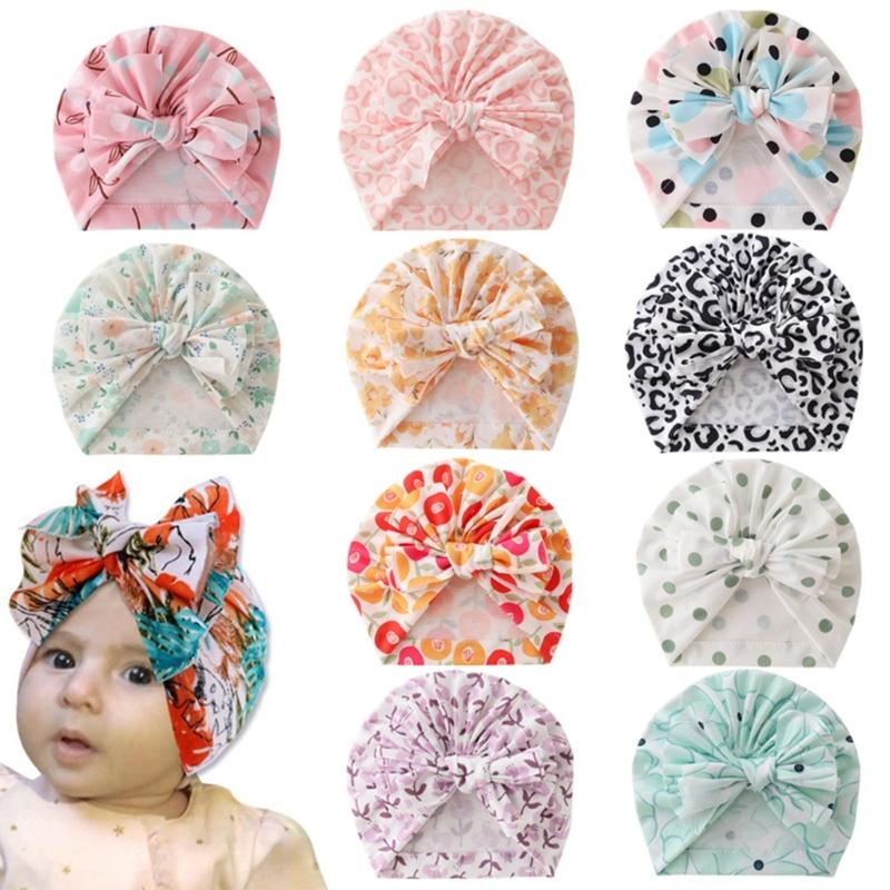 Baby Hat Unisex Newborn Muslin-Hat Big Bowknot Brimless Hat Infant Windproof Headwear Newborn Hat Spring Warm Headdress