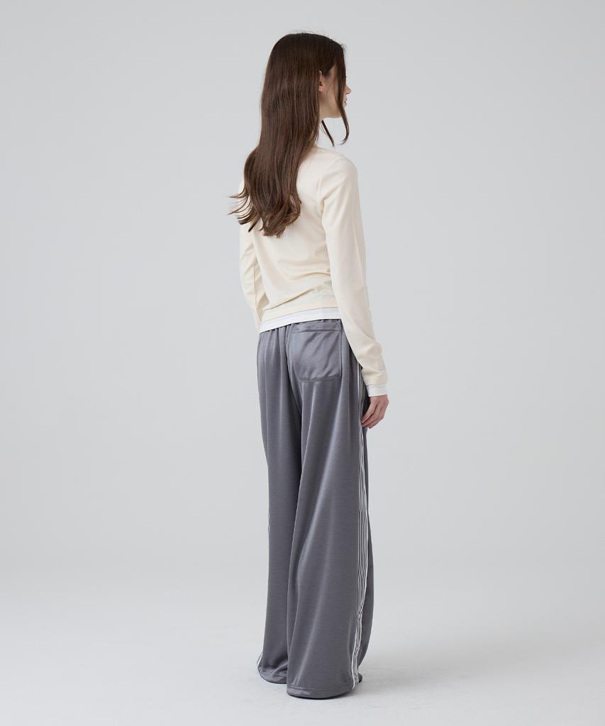 DANGLEDROP Dgdp Balloon Fit Curved Line Track Pants_Charcoal Gray