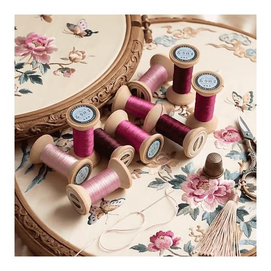 Handcrafted Embroidery Hand-dyed 100% Silk Embroidery Thread Mulberry Silk Thread Embroidery Flower Thread True Thread Silk Thread 10 Colors 220m