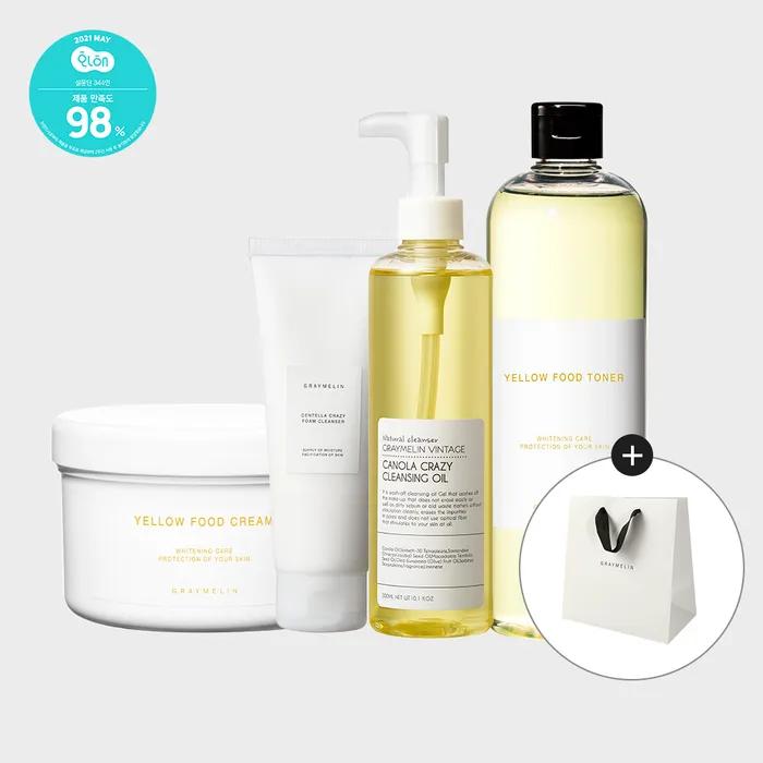 Yellow Food Whitening Nourishing Special Set (Toner 500ml + Cream 500g + Canola Cleansing Oil 300ml + Centella Foam Cleansing 150ml)