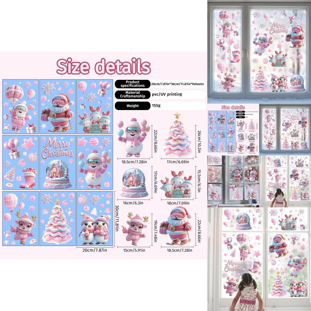 Santa Claus Wall Art Pvc Waterproof Christmas Window Sticker For Festive Decor