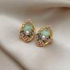 Vintage Ölgemälde Blume Ohrstecker für Damen Exquisite Metall Pfirsichblüte Ohrringe Schmuck Geschenke Tägliche Schicke Accessoires