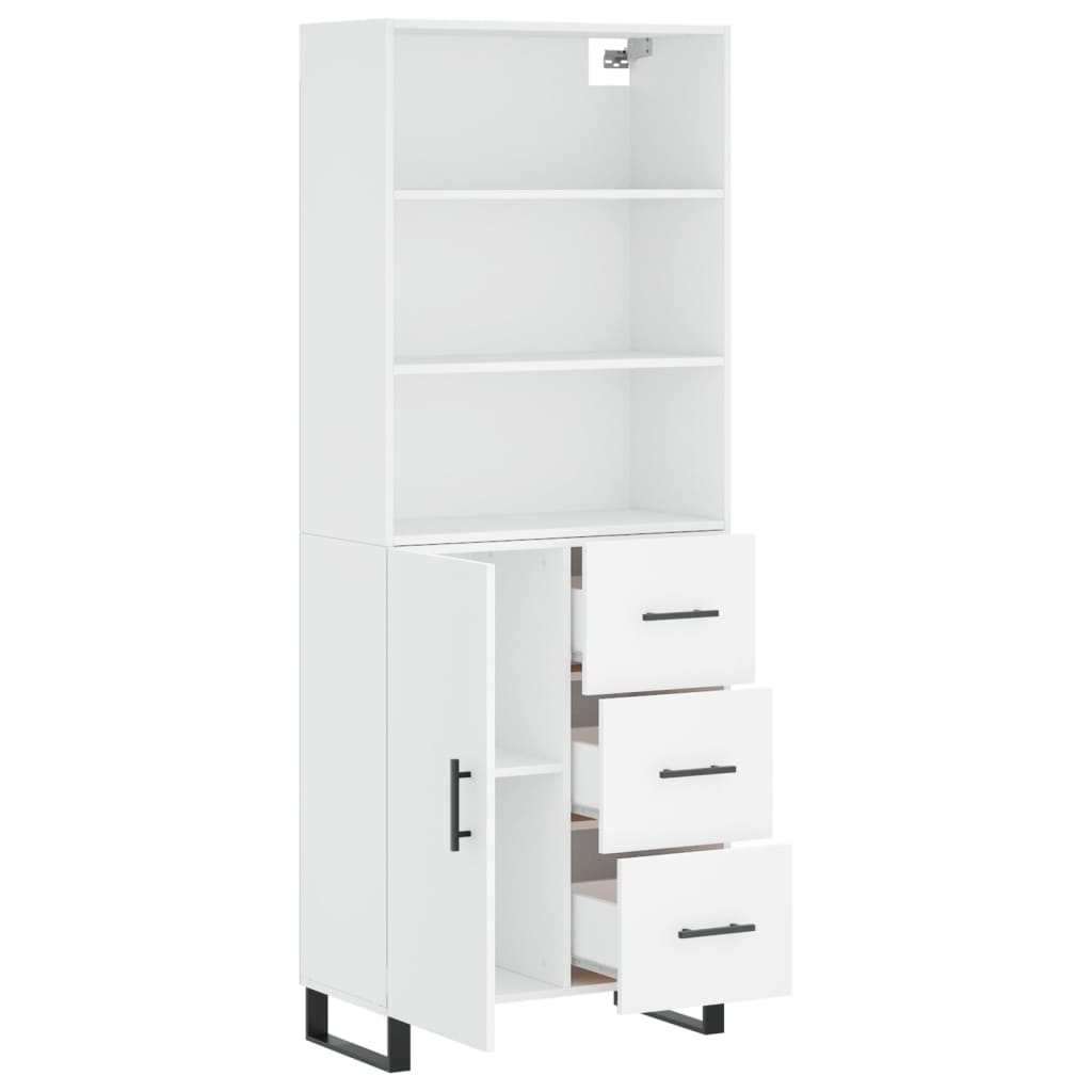 Highboard White 69.5 x 34 x 180 cm Engineered Wood