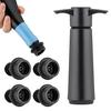 Pompka próżniowa Wine Saver z 4 korkami wielokrotnego użytku, uszczelniacz do butelek, korek do czerwonego wina, zachowanie świeżości, zapobieganie utlenianiu, akcesoria do wina do kuchni domowej i barowej