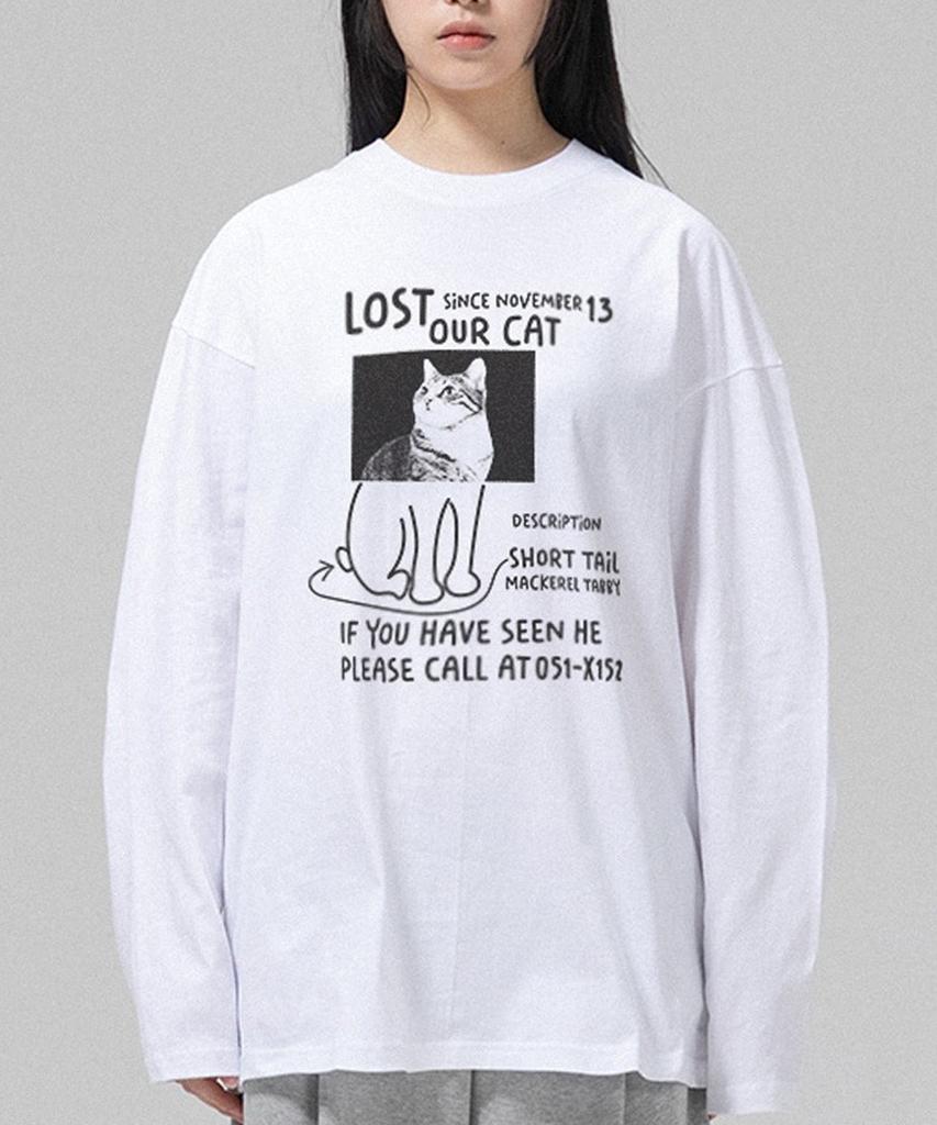 Geulaenpini Lost Cat Oversized Long Sleeve - White