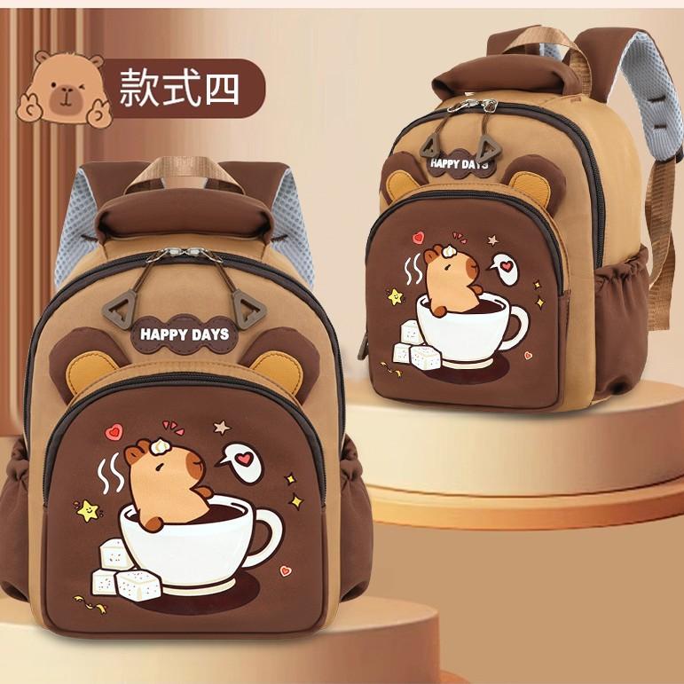 Schoolbag1011 New Kapibara Large Capacity Cartoon Kindergarten School Bag Primary School Students Sports Backpack Children's Backpack