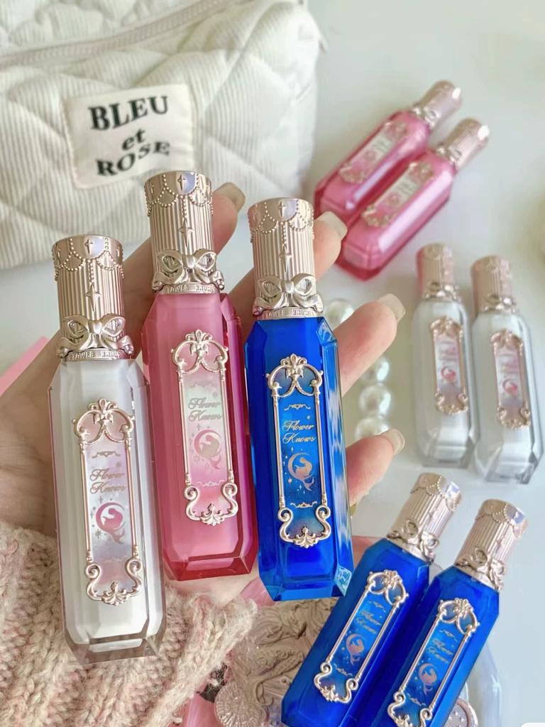 Flower Knows Mermaid Lip Glaze Water Glossy Lip Gloss Nude Color Starlight Foam Sun Crystal Stone Scarlet Moon Illusion Twilight Amber