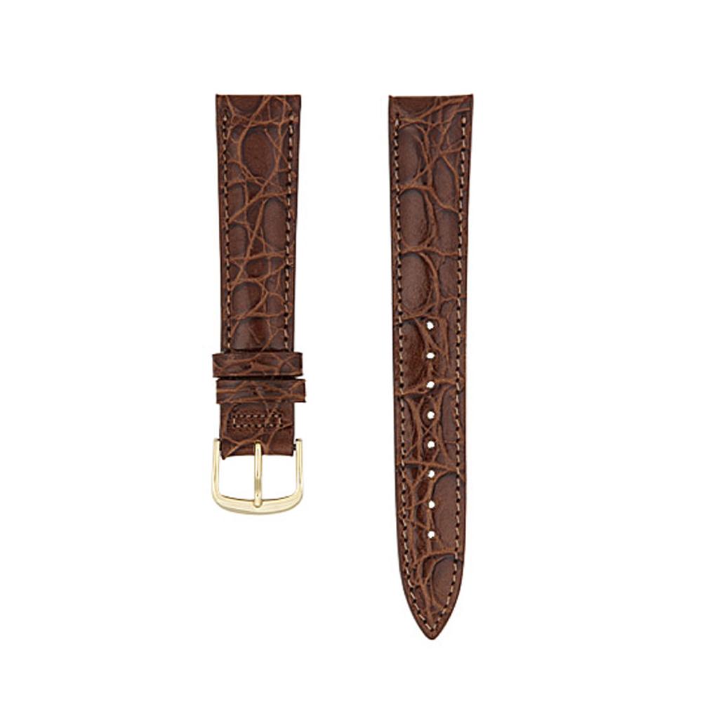 [Hamilton] Brown Two-Piece Gold Color Buckle Leather Strap 18mm H6001341011