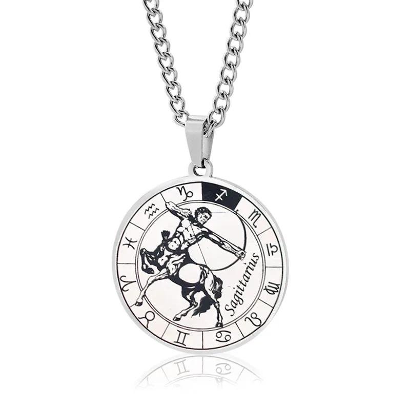 12 Zodiac Sign Necklace for Women Men Stainless Steel Constellation Pendant Chain Choker Lovers Birthday Jewelry Gift