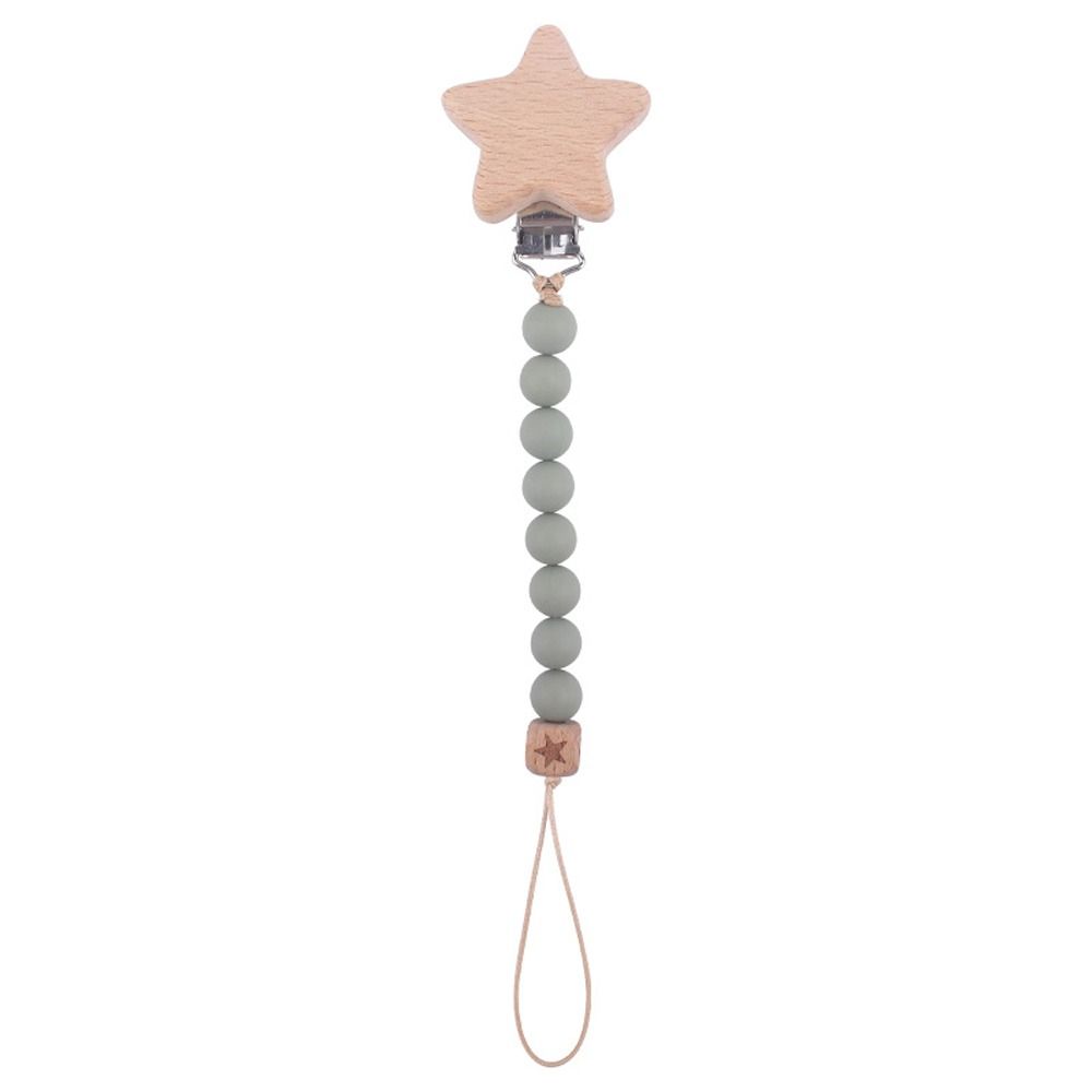 Beads Food Grade Beech Wood Star Pacifier Clips Chains Molar Chain Lanyard Baby Pacifier Chain