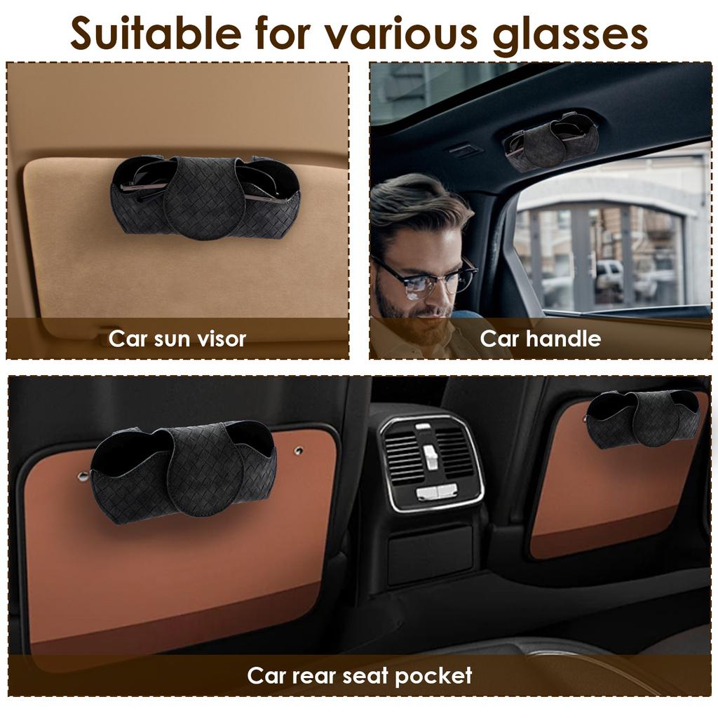 Car Sun Visor Sunglasses Case Glasses Frame Auto Eyeglasses Storage Box with Magnetic Closure Universal Car Eyeglasses Organizer