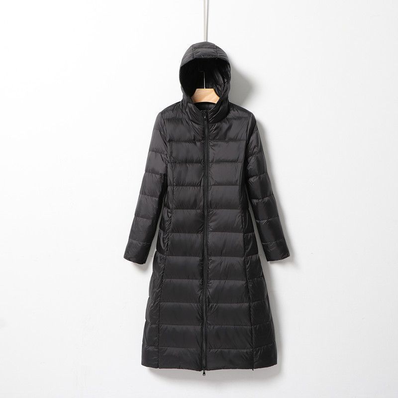 Women Hooded Long Puffer Jackets White Duck Down Autumn Winter Ultra Lightweight Keep Warm Coats