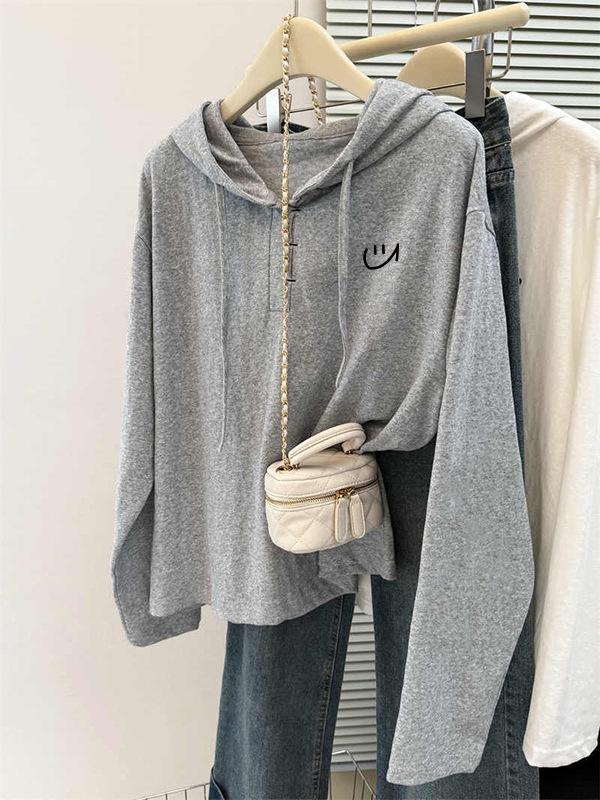 Stylish French-Inspired Hooded Sweatshirt for Women - Autumn/Winter Casual Slimming Versatile Top