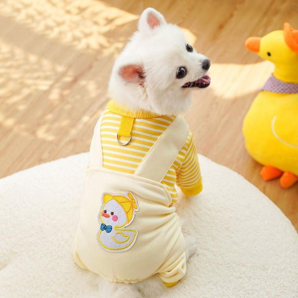 Striped Pet Clothes Soft Dog Four-legged Overalls New Year Cat Sweatshirt  Small Medium Dogs