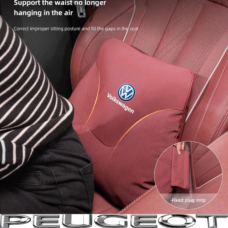 Car Seat Soft Headrest Suede Neck Pillow Waist Cushioning For VW GTI Polo Golf Passat MK678 Tiguan Arteon CC Taigo T-ROC Hub Cap